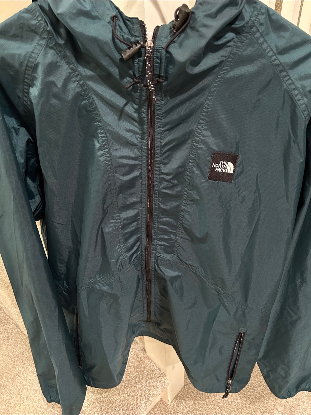 VTG The North Face Square Patch Logo Lightweight Windbreaker Jacket Green XL